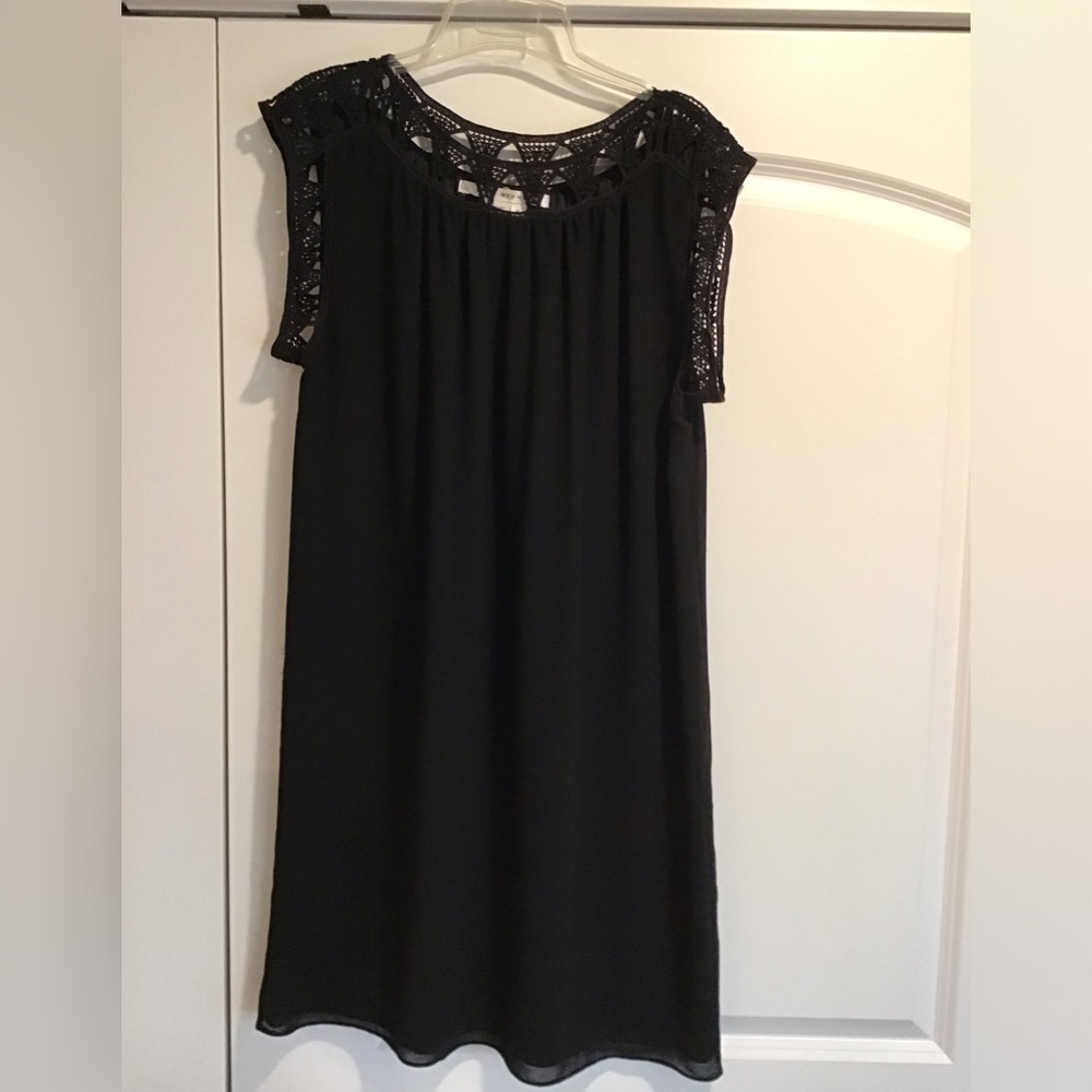 Max Studio Black Crochet Sleeve Mini Dress
